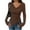 Brown, variant on WTOBBY Women's Long Sleeve V-Neck Shirt Slim Fit Blouse Top, Asymmetric Hem Stacked Neck Sexy Going Out Tops for Fall Events,Beige L