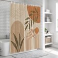 thumbnail image 6 of Boho Leaves Bathroom Shower Curtains with 12 Hooks Polyester Waterproof Shower Curtain for Stalls and Bathtubs Middle Century Vintage Terracotta Lines Decorative Bathroom Privacy Curtain 54x78 Inches, 6 of 9