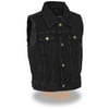 Milwaukee Leather MDK3910 Black Unisex-Child Kids Denim Snap Front Vest with Shirt Style Collar X-Small