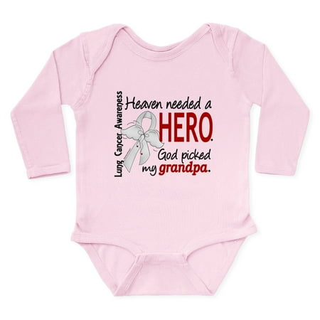 

CafePress - Heaven Needed A Hero Lung Cancer Body Suit - Long Sleeve Cotton Baby Bodysuit