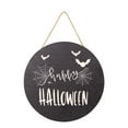 thumbnail image 1 of Señal de bienvenida de Halloween para decoración de puerta delantera, corona redonda de madera para colgar en la pared para fiesta navideña, 1 of 5