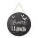 thumbnail image 1 of Señal de bienvenida de Halloween para decoración de puerta delantera, corona redonda de madera para colgar en la pared para fiesta navideña, 1 of 5