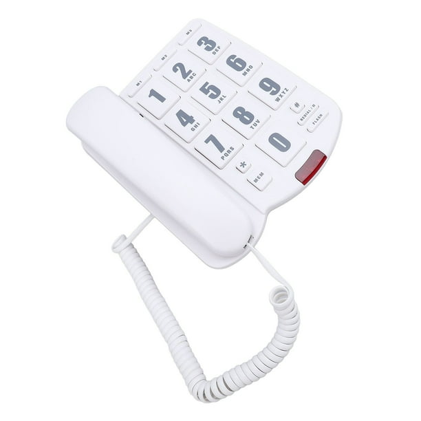 Teléfono Residencial Con Cable, Botón Grande Con Botones De Memoria, Función De Silencio, Rellamada Y Flash, Control De Volumen Y Luz Intermitente, Diseño Para Montaje En