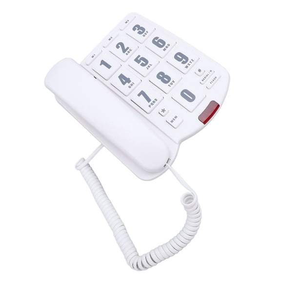 Teléfono Residencial Con Cable, Botón Grande Con Botones De Memoria, Función De Silencio, Rellamada Y Flash, Control De Volumen Y Luz Intermitente, Diseño Para Montaje En