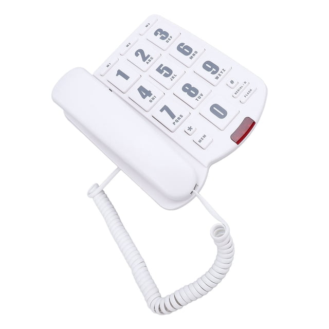 Teléfono Residencial Con Cable, Botón Grande Con Botones De Memoria, Función De Silencio, Rellamada Y Flash, Control De Volumen Y Luz Intermitente, Diseño Para Montaje En
