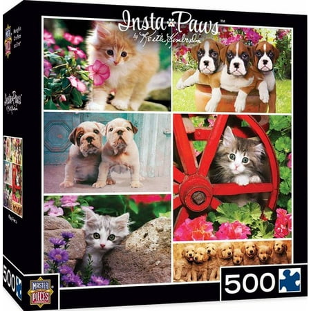 500 Piece Puzzles Dog MasterPieces Instapaws #FuzzyFriends - Puppies & Kittens 500 Piece Jigsaw Puzzle by Keith Kimberlin ()