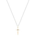 thumbnail image 1 of Dazzlingrock Collection Round Lab Grown White Diamond Solitaire Accent Cross Pendant with 18 inch Silver Chain for Women (0.11 ctw, Color H-I, Clarity SI2) in 14K Rose Gold, 1 of 5