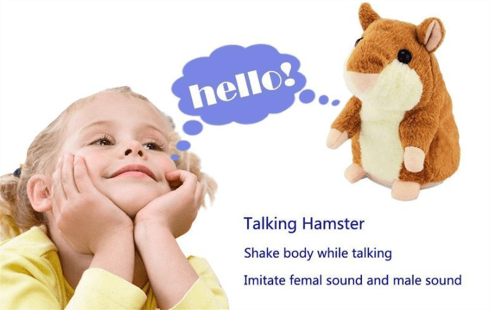 Happon Talking Hamster, 2 Pack Interactive Stuffed Plush Animal Talking Toy Cute Sound Effects with Repeats Your Said Voice, Best Buddy for Kids Gift Age 3+ (Brown)