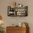 thumbnail image 3 of Wall Mounted Wine Rack, Bottle & Glass Holder Wood-Metal Retro Wine Rack, Wine Bottles Display Wall Storage for Kitchen Dining Room Home Bar, 3 of 6