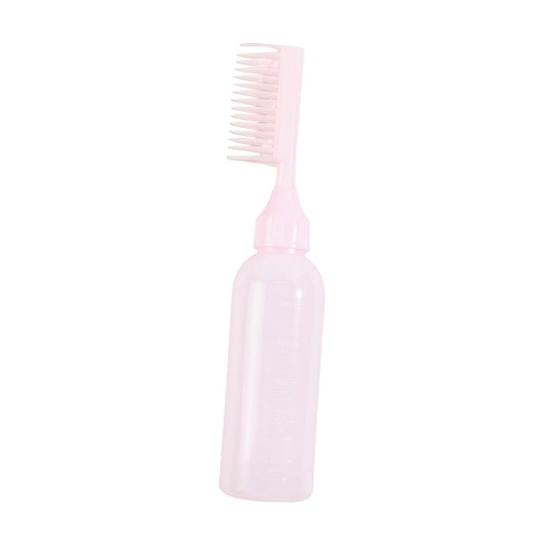 Botella de Peine Herramientas de Permanente/ Recipiente Dispensador de Teñido para Teñir El Cabello/ Peine de Cepillo de Tinte de Cabello Vací Rosa