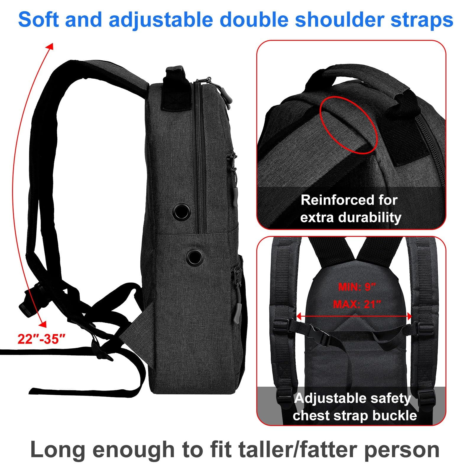 Portable Oxygen Tank Backpack for Small Size M2, A/M4, ML6, B/M6, M7, C/M9 Cylinders