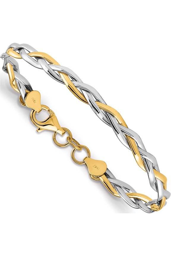 14K Two-Tone Jbsp's Polished Twisted Bracelet (7 X 5.5) Made In Italy lf1210