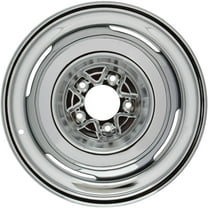 Vintage 15x6 Chrome Steel Wheel, 5 on 5.5, 3.5 Inch BS