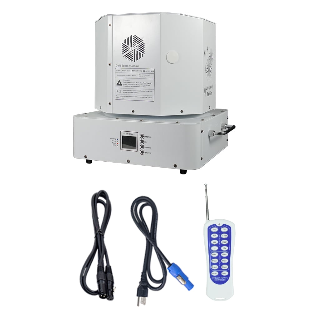 1500W Double Head Cold Spark Machine DMX512 Firework Machine 3-16ft Adjustable for Wedding Stage Party DJ Disco,White