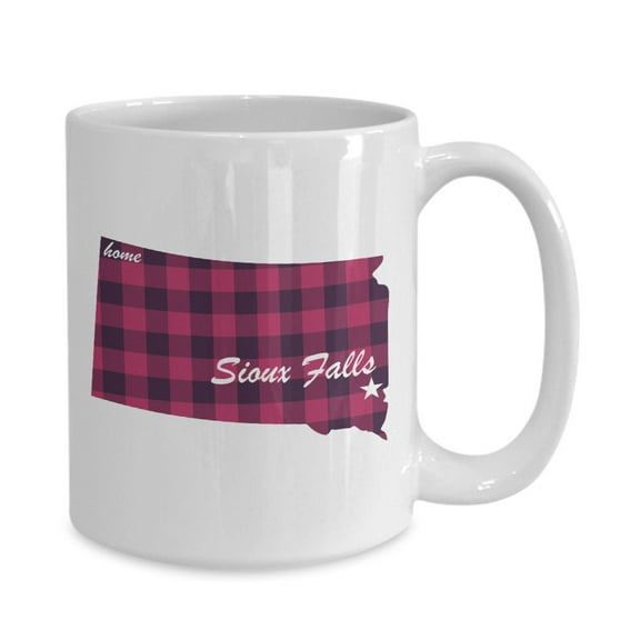 South Dakota Buffalo Plaid With Customized City Option White Gift coffee mug Miss Missing You Long Distance Personalized Friendship Penpal