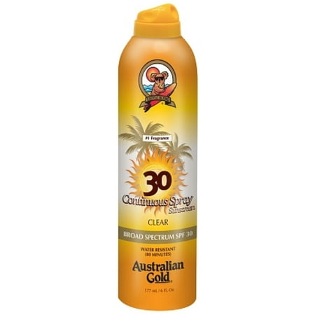 Australian Gold Gold Continuous Spray, SPF 30, Clear 6 oz (Pack of 2)