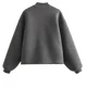 thumbnail image 5 of Chaqueta de bombardero gris para mujer, abrigo de manga larga, suelto, corto, con cremallera, informal, con bolsillo, prendas de vestir, Otoño e Invierno, 5 of 5