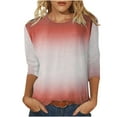thumbnail image 2 of Idoravan Long Sleeve Shirts for Women Clearance Women's Fashion Printed T-shirt Mid-length 3/4 Sleeves Blouse Round Neck Casual Tops, 2 of 5