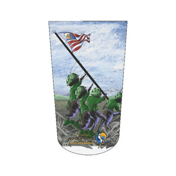 Amputee Sock, "Army Ants Hoist American Flag", 3PLY Residual Wound, Over Shrinker Sock