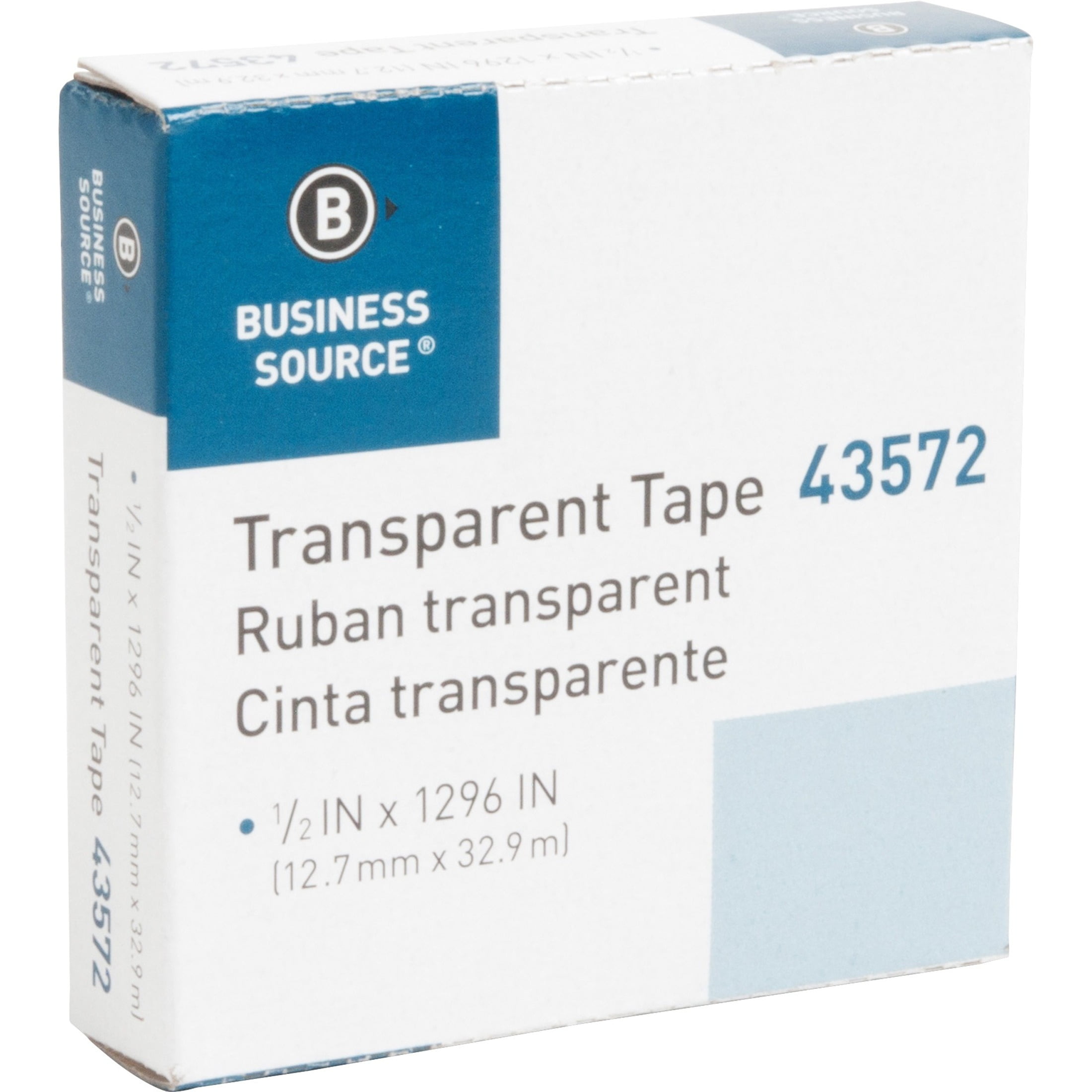Business Source, BSN43572, 1/2' All-purpose Transparent Glossy Tape, 1 / Roll, Clear