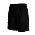 thumbnail image 6 of Xcmzpl Men's Cotton Linen Bermuda Shorts Drawstring Elastic Waist Slit Shorts Solid Baggy Wide Leg Knee Lengtth Shorts Pantalones Cortos, 6 of 10
