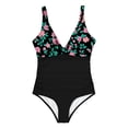 thumbnail image 4 of Enjoytime Swimsuit for Women Printed V Neck Tummy Control 1 Piece Bathing Suits Adjustable Straps Ruched Slimming Swimwear, 4 of 6