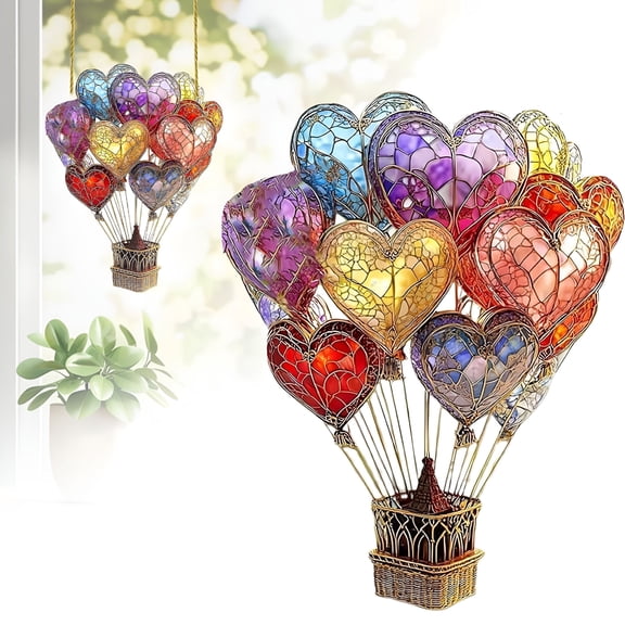 HIBIBUD Hot Air Balloon Solar Lantern with Flickering Flame Light,Outdoor Solar Hanging Lights Waterproof for Garden Yard Farmhouse Patio Pathway Decoration (1pcs)