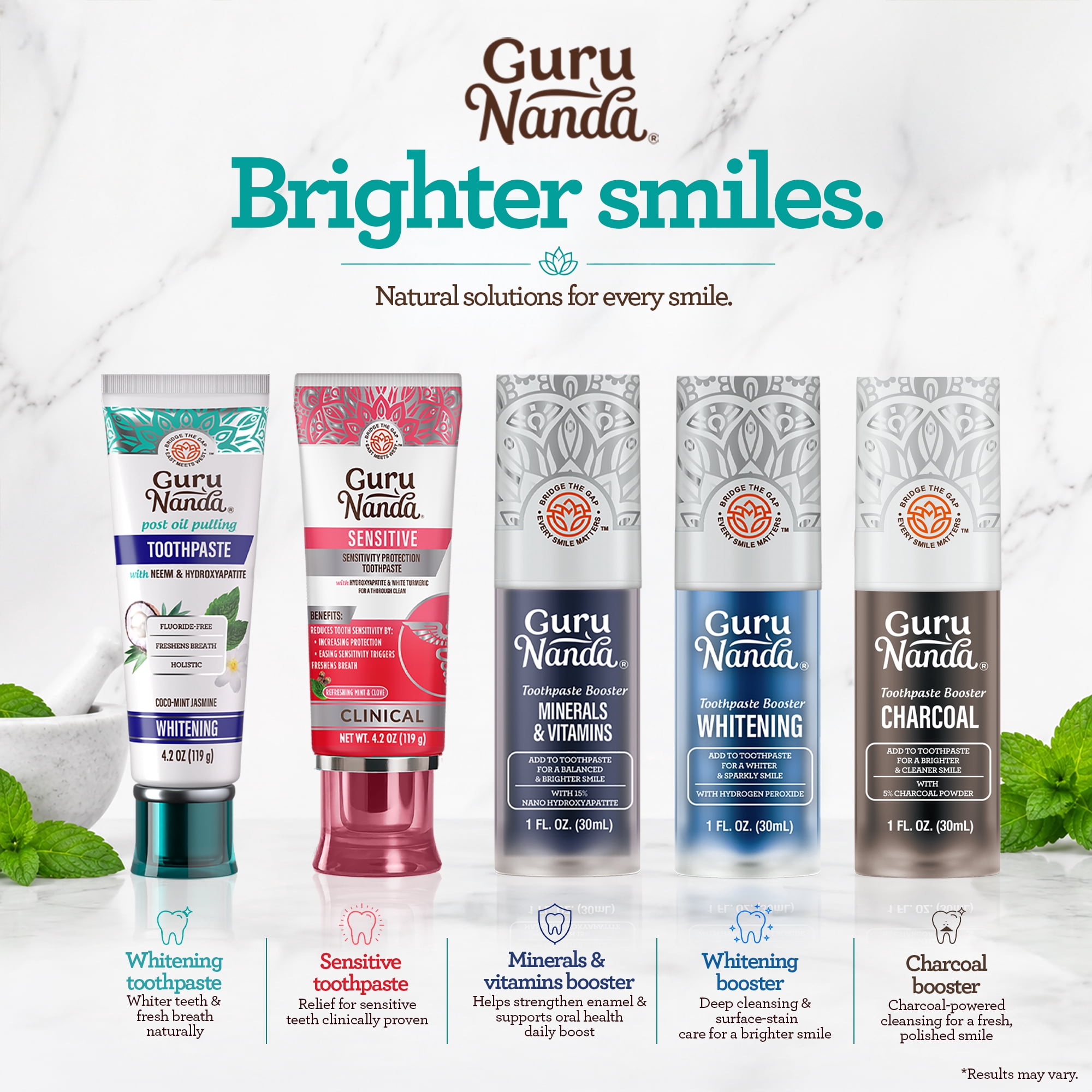 GuruNanda Whitening Toothpaste with Hydroxyapatite Neem Cocomint