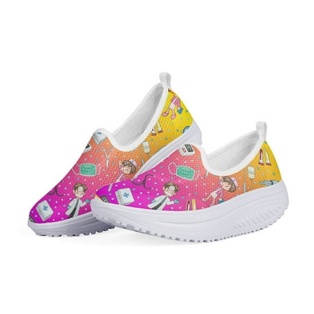 

WHEREISART Mediciner Gradient Style Women Summer Mesh Shoes Heightreasing Premium Sketch Physician Nurse Female Swing Shoe