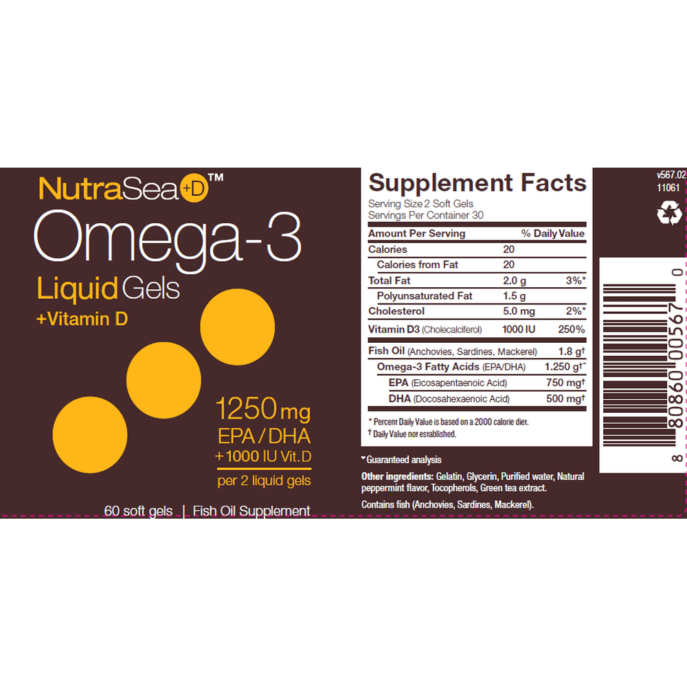 Ascenta NutraSea+D Omega3 Liquid, 60ct