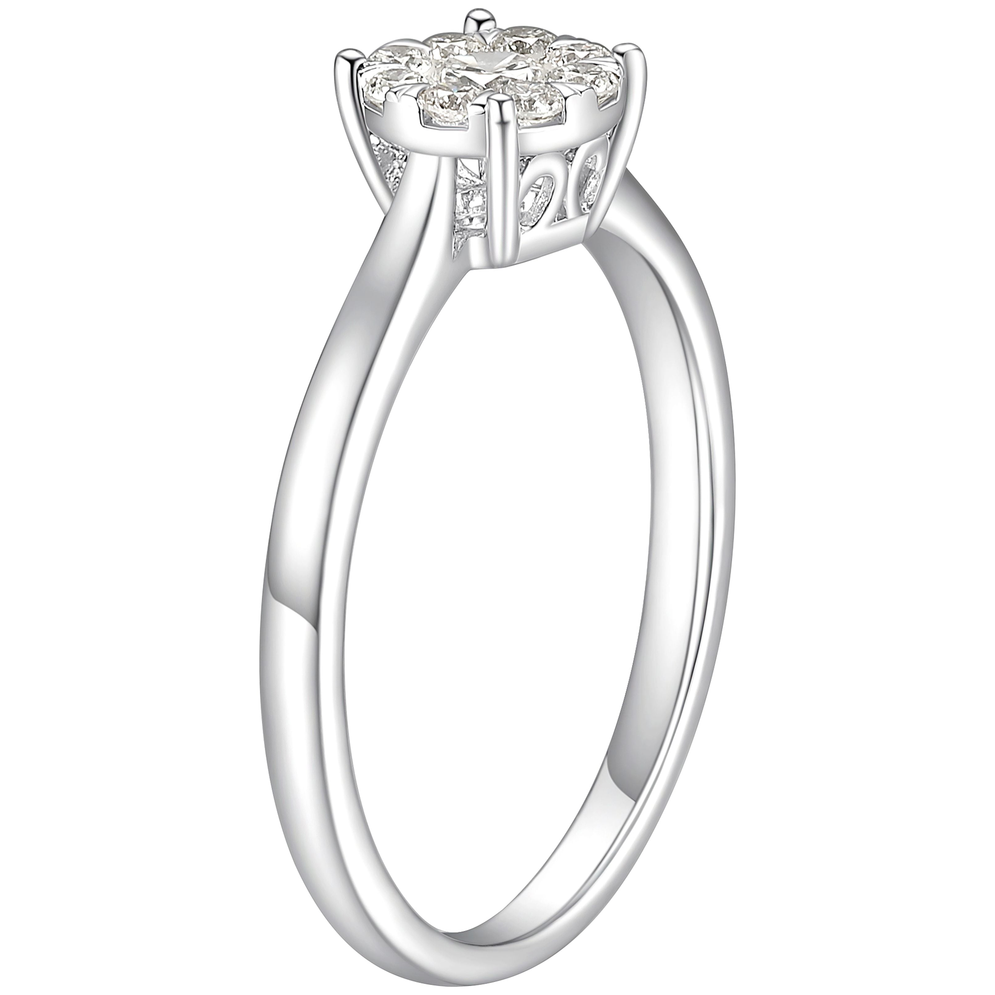 Forever Facets 1/4 CT TW Lab Grown Diamond Ring in Platinum over Sterling Silver, Adult Female