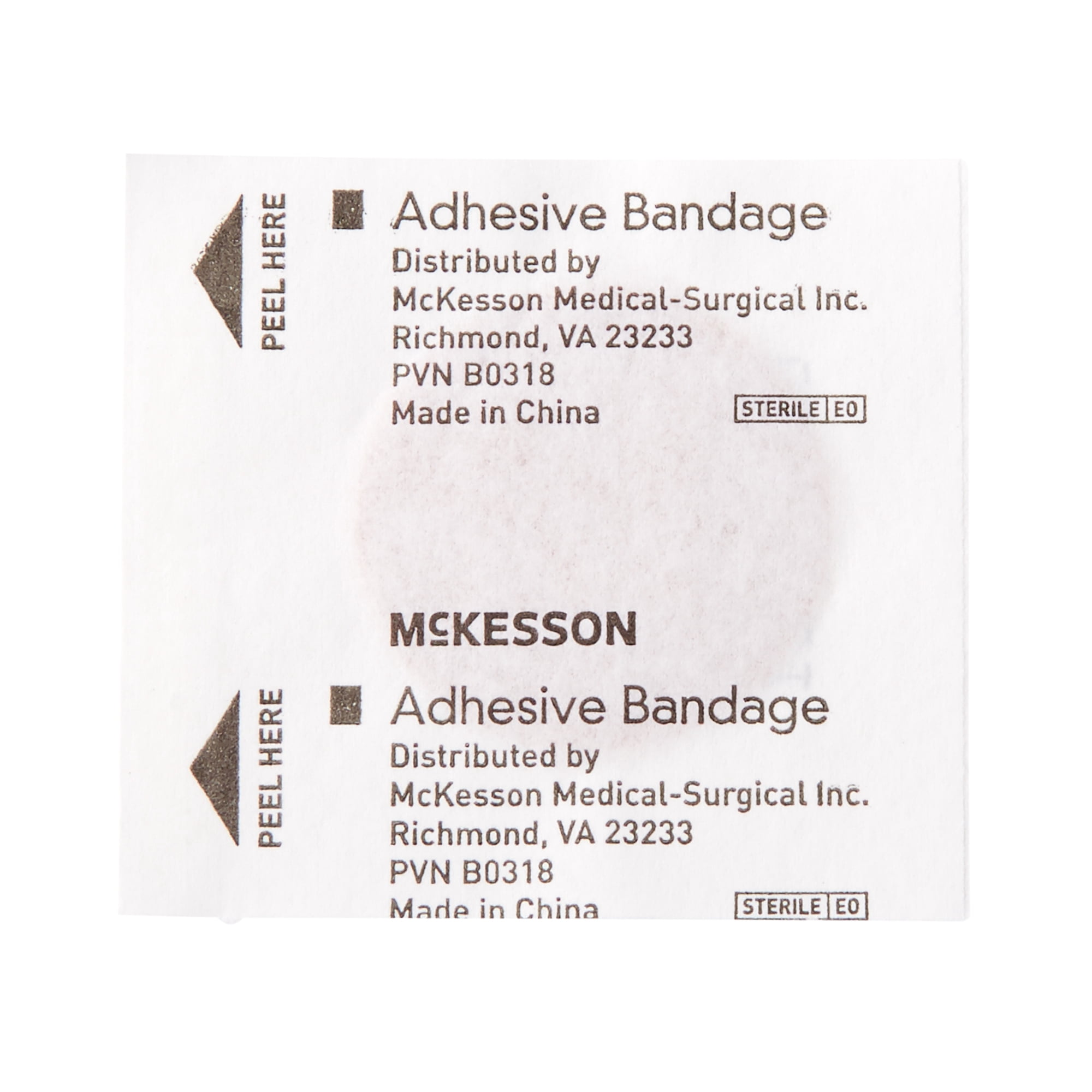 McKesson Adhesive Spot Bandages - Sterile, Round, Tan Fabric, 1 in, 100 Count, 24 Packs, 2400 Total