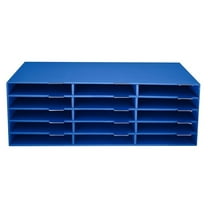 Cardboard Paper Organizer - Classroom Mailbox, Literature Organizers, Office Sorter Mailboxes, Construction Papers Storage with Slots, Compartment Shelf Holder (15 Slot, Blue)