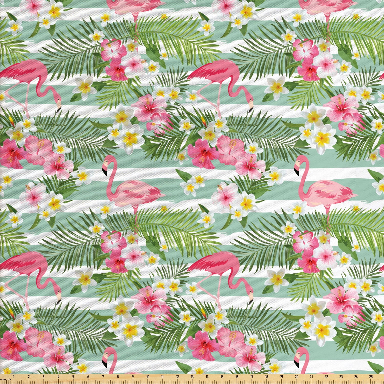 Flamingo Sofa Upholstery Fabric by the Yard, Flamingos with Exotic