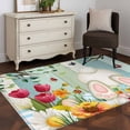 thumbnail image 3 of Easter Area Rugs 4'x6', Washable Small Throw Rugs for Office Bathroom, Spring Watercolor Eggs Country Tulip Wooden Grain Indoor Outdoor Rug Non-Slip Low Pile Carpet Runner Reversible Floor Mats, 3 of 8