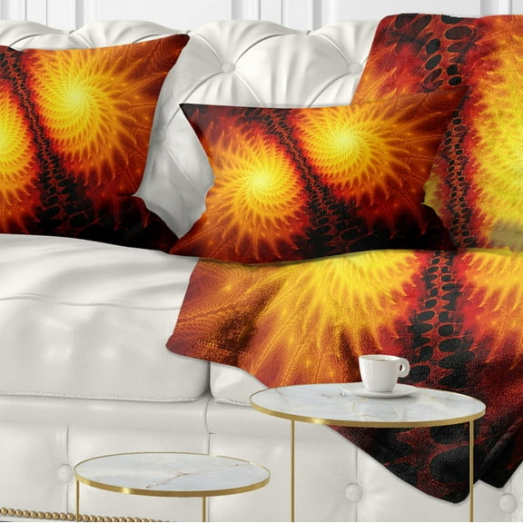 Designart Fiery Wings of Dragon - Abstract Throw Pillow - 12x20