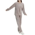 thumbnail image 2 of ZhiZhuang Women's Fuzzy Pajama Sets,Fleece Pullover Pants Winter Loose Plush Lounge Sets 2 Piece Cozy Sleepwear Loungewear, 2 of 6