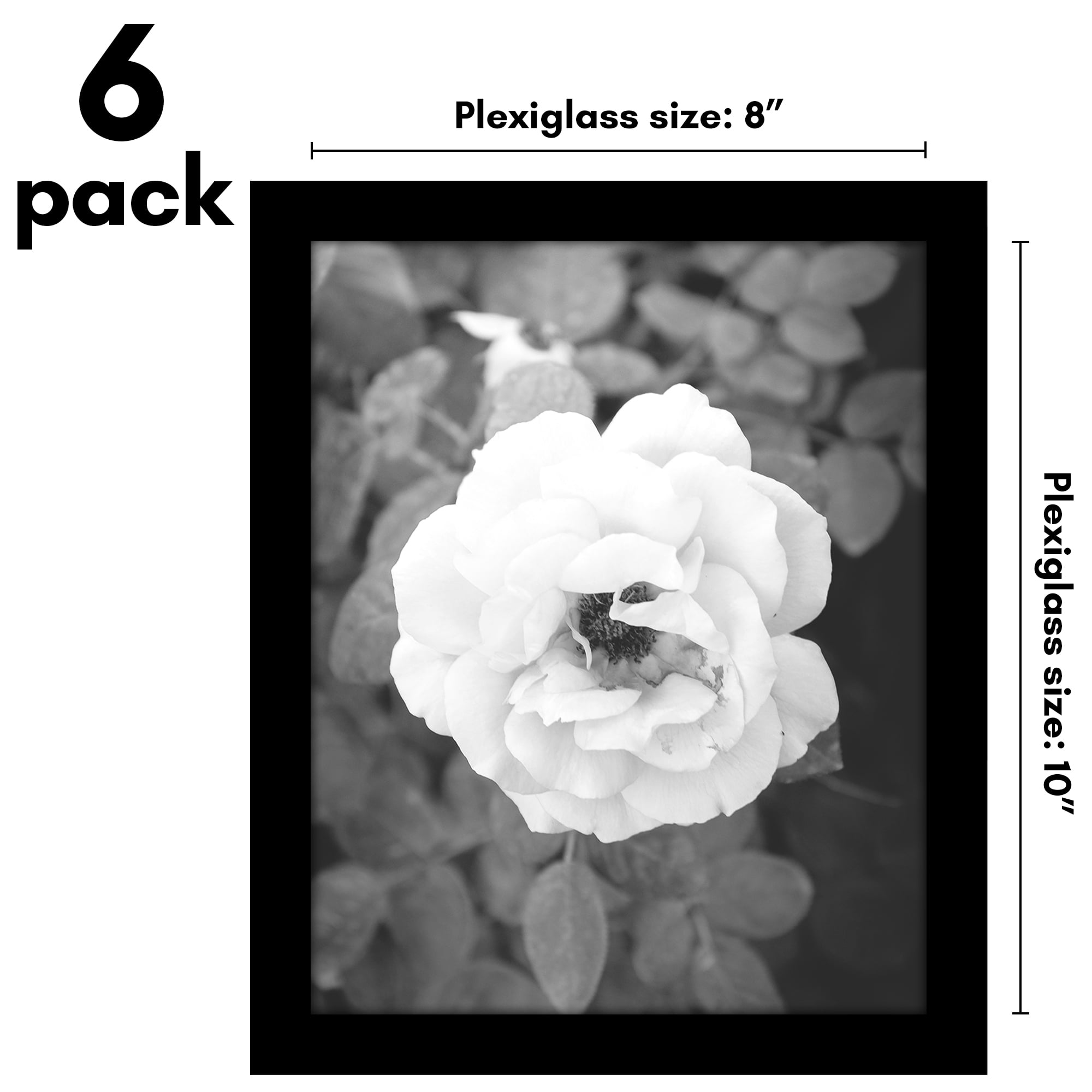 Americanflat 8x10 Picture Frame with Polished Plexiglass 6 Pack Signature Collection Frames Photo - Black