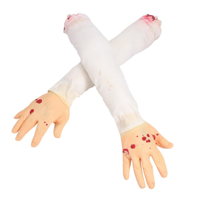 Hemoton Halloween Simulation Fake Hand with Cloth Arm Realistic Bloody  Broken Hand Horror Prank Props 