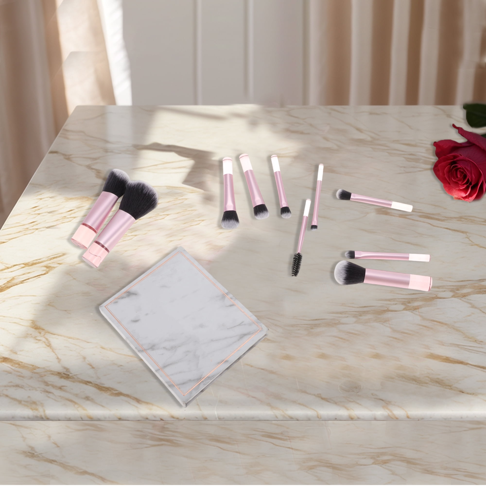 Unique Bargains 1 Set Lightweight Makeup Brush for Travel Light Pink, Black