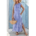 thumbnail image 3 of Vestido largo Zeagoo con estampado floral dividido, azul de verano, XXL, para mujer, 3 of 6