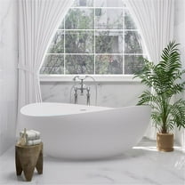 Vespa 63" Solid Surface Stone Freestanding Soaking Bathtub in Matte White