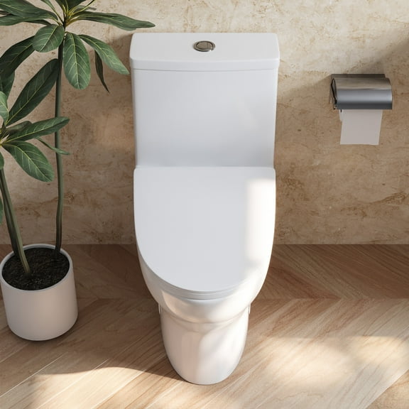 DV-1F0073 Ally Bathroom Toielt, One-Piece Toielt Dual-Flush Elongated Floor Mounted Toilet with White Glazed Surface(Seat Included)