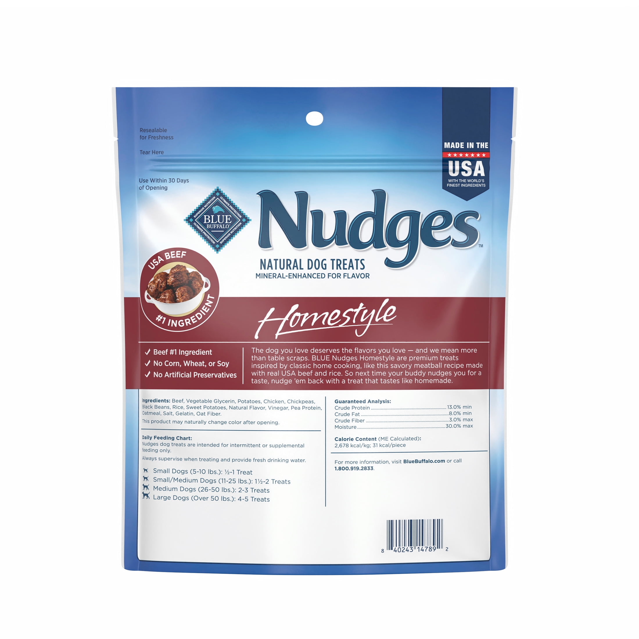 Blue Buffalo Nudges Homestyle Natural Dog Treats Made with Real Beef, 16-oz. Bag