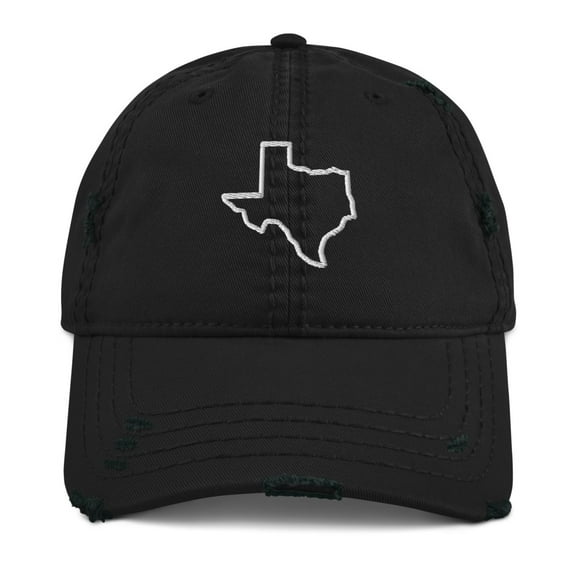 Texas Lone Star State hat, Embroidered Distressed Dad Hat, mens, womens (Black)