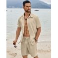 thumbnail image 4 of COOFANDY Mens Short Sets 2 Piece Outfits Casual Button-Down Shirts Beach Wedding Attire, 4 of 10