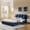 Dark Blue, variant on HanuQ Queen Upholstered Bed Frame with Segmented Plump Headboard, Modern Minimalist Style Shiny Velvet Sturdy Leg Support, No Box Spring, Dark Blue