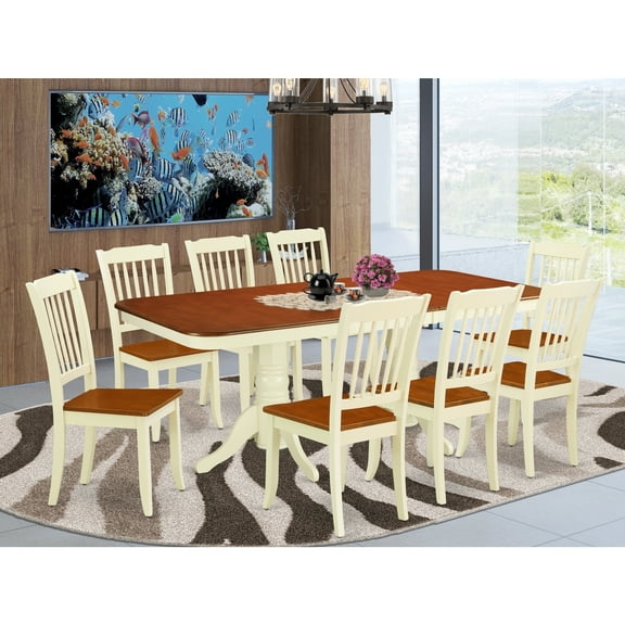 Vintage Kitchen Table & Chair Set - 9 Piece Dining Set with Butterfly Leaf - 40x78 Inch Rectangle Table