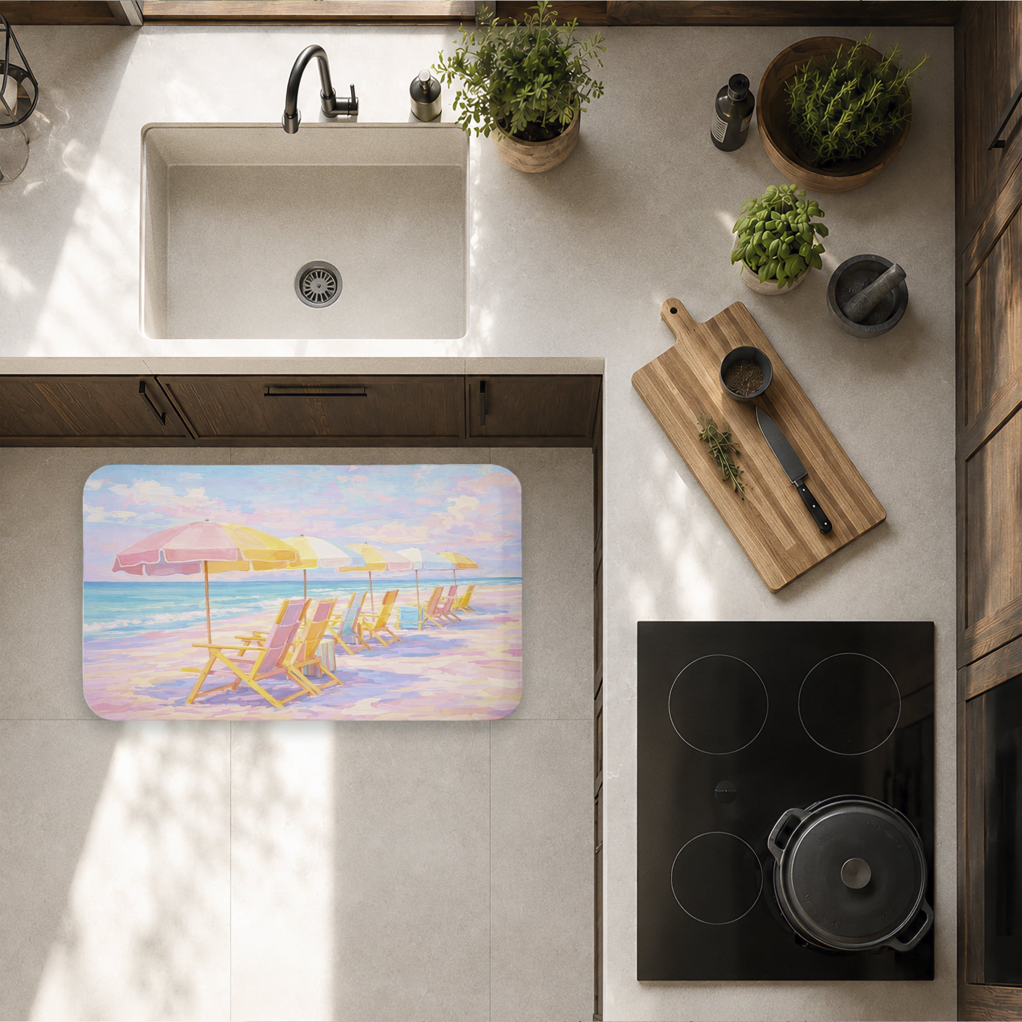 Stupell Industries Lined Up Beach Chairs Printed Anti-Fatigue Floor Mat, design by Ziwei Li