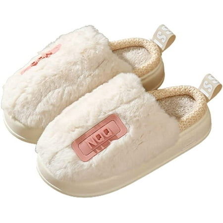 

CoCopeaunt Women Men Cozy Fluffy Faux Fur Plush Soft Slippers Trendy Print Floral Furry Non-slip Indoor Outdoor Shoes